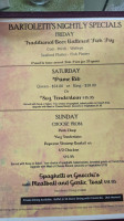 Bartolettis Restaurant menu