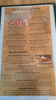 Big Sky Saloon menu