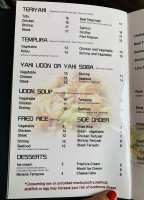 Sushi Hana Japanese menu