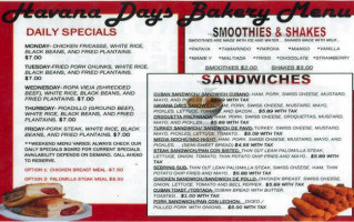 Havana Bakery Corp menu