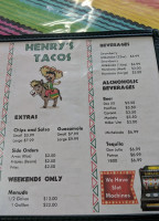 Henry's Tacos menu