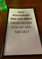 Nico's Lounge Restaurant And Bar menu