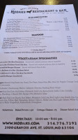 Hodak's Restaurant Bar menu