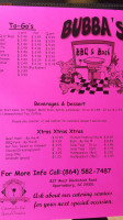 Bubbas Bbq Bash menu