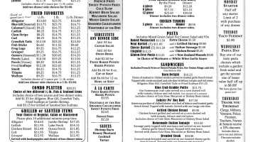 The Shrimp Barn menu