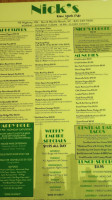 Nick's New York Pub And Grill menu