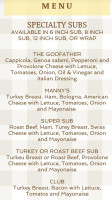 Manny's Deli Subs menu