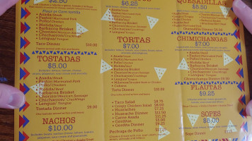 Taqueria Pantoja menu