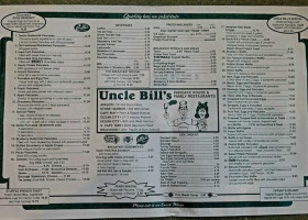 Uncle Bill's Family menu