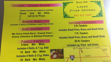 Leo's Fried Chicken Emory Texas menu