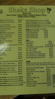 Shake Shop menu