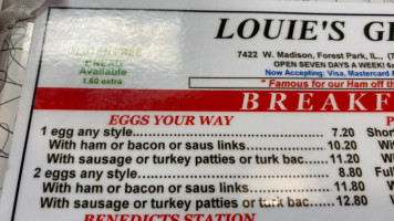 Louie's Grill menu