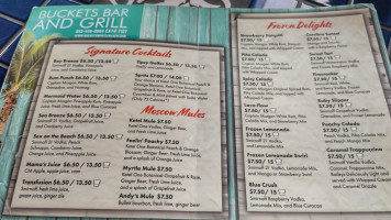 Buckets Grill menu