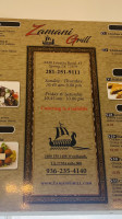 Zamani Grill menu