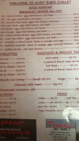 Aunt Sue's Chalet menu