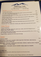 Gateway Cafe menu