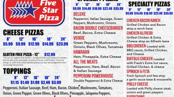 Five Star Pizza Sarasota menu