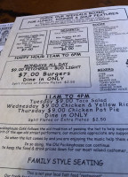 Jr's Old Packinghouse Cafe menu