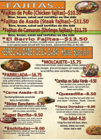 Taqueria El Barrio menu