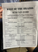 West Of The Brazos menu