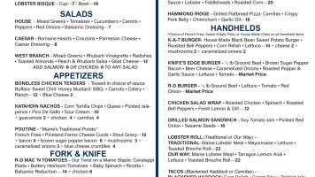 River Drivers Restaurant & Pub menu