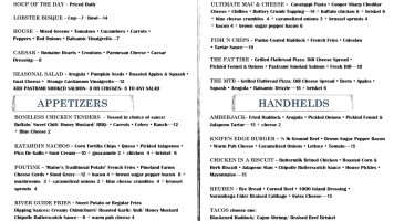 River Drivers Restaurant & Pub menu