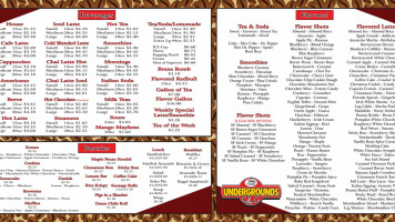 Undergrounds Coffee Co. menu