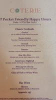 Coterie menu