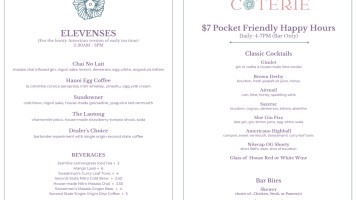 Coterie menu