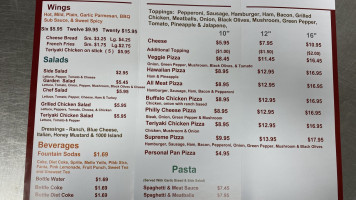 Andy's Pizza menu