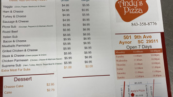 Andy's Pizza menu