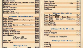 Taco Village menu