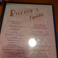 Ritz Klub Tavern menu