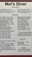 Mel's Diner menu