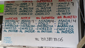 Food Truck, Taqueria La Bienvenida menu