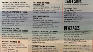 Shoreline Brewery menu