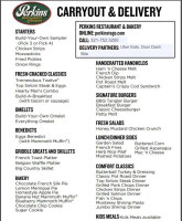 Perkins Bakery menu