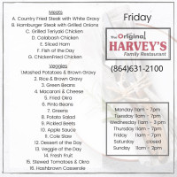 Original Harvey's menu