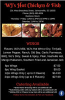 Wj's Hot Chicken-n-fish menu