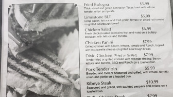 Limestone Grille menu