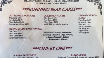 Running Bear Pancake House menu