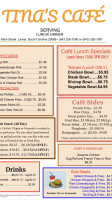 Tina's Cafe menu