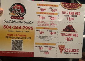 Pepperoni Ray's Cafe menu