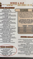 Wingz And Ale menu