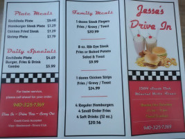 Jesse's Drive-in menu