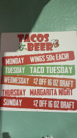 Tacos Beer menu