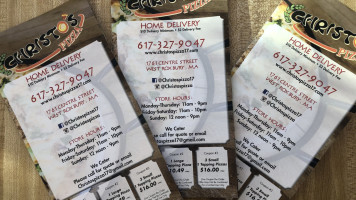 Christos Pizza menu