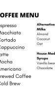 The Coffee Apothecary menu