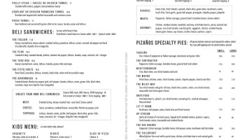 Pizanos menu