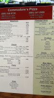 Commodore's Pizza menu